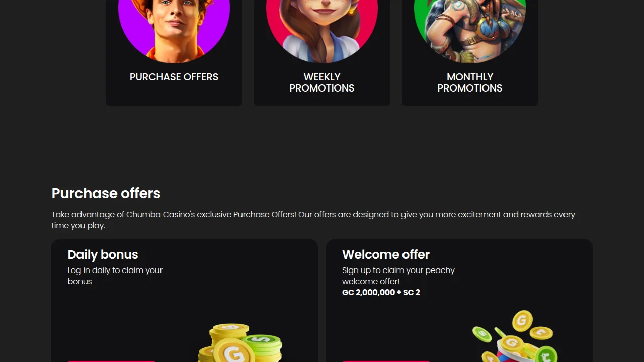 Chumba Casino promotions page