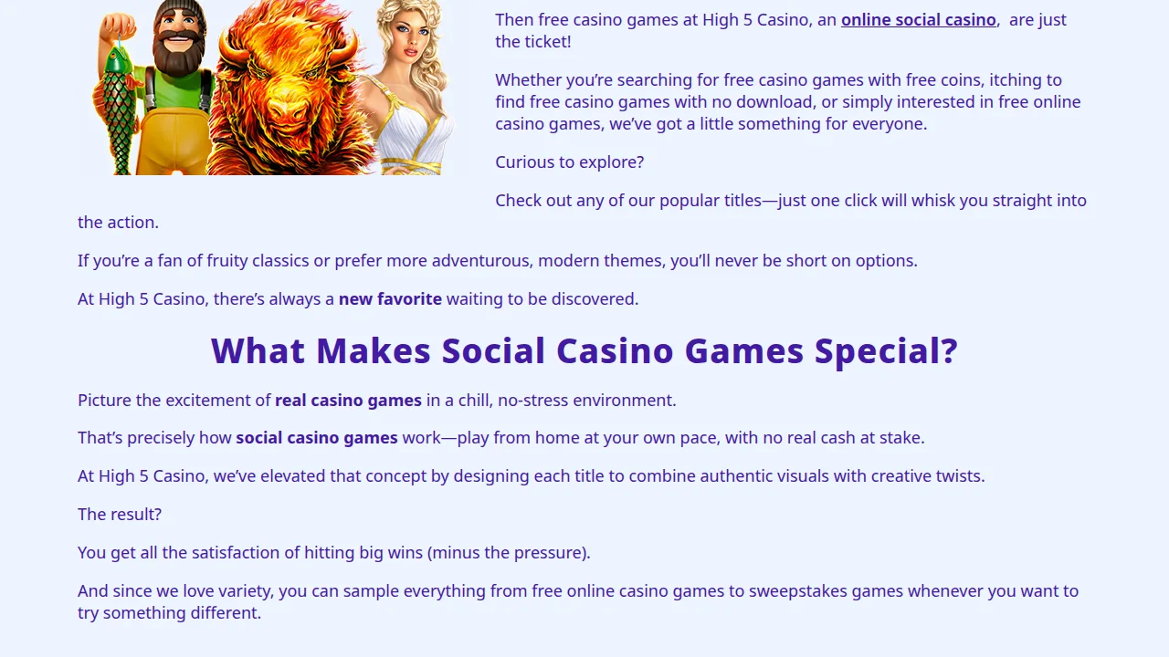 High 5's games page: the catalogue is built around its own in-house titles, played in either currenc